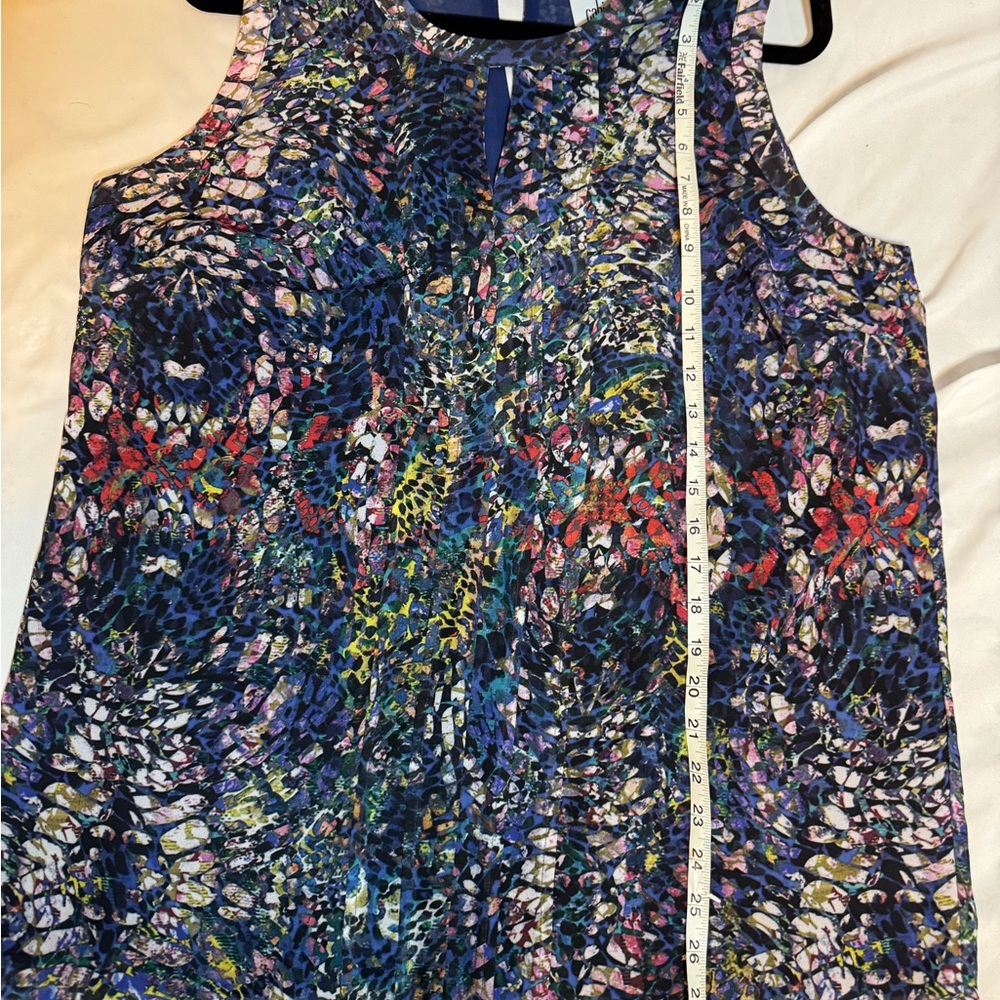 CAbi Multicolor Sleeveless Printed Blouse - Navy, Blue, Purple, Pink - Picture 6 of 6
